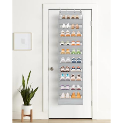Rangement de rangement pour chaussures à 10 niveaux au-dessus de la porte, grand support à chaussures à poches profondes pour porte de placard, support à chaussures pour 20 paires (gris)
