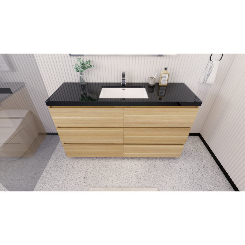 Ensemble de meuble-lavabo simple 59,5 po Santrice Royal, Chêne blanc