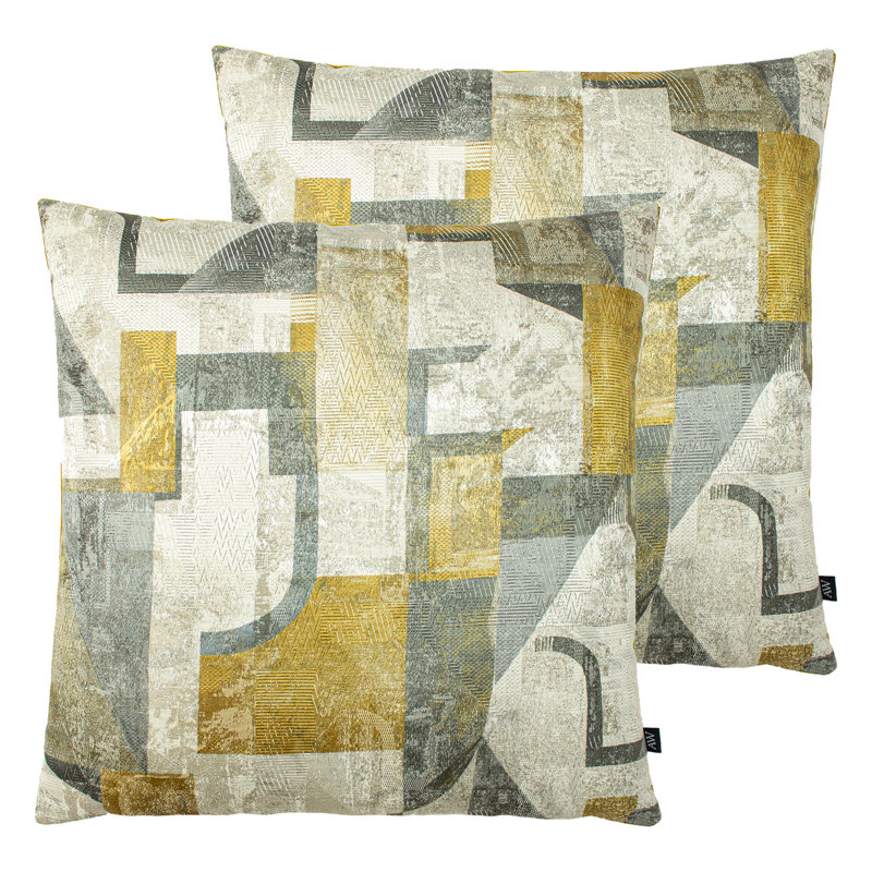 Geometric Square Cushion, Sunstone/Terracotta, Polyester