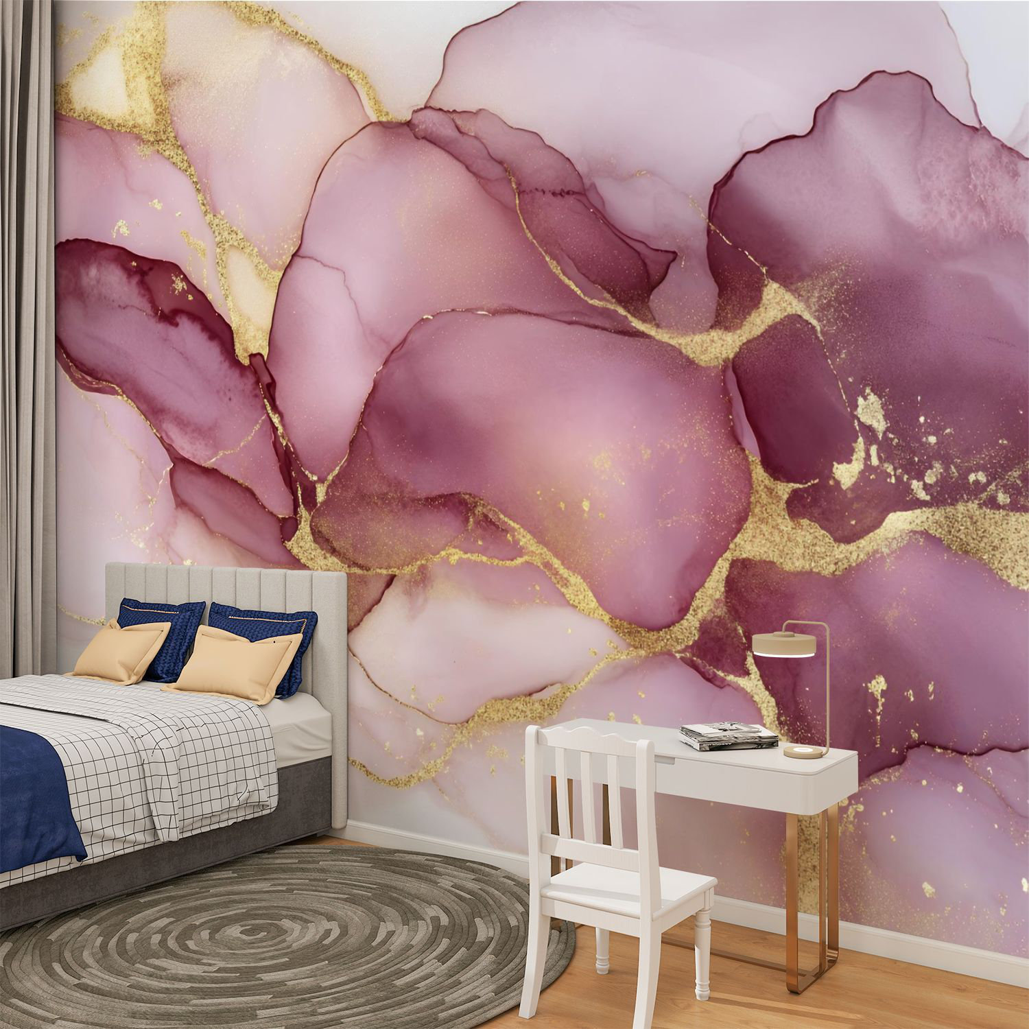 Mercer41 Peel and Stick Canvas Wallpaper Wall Mural Pink Marble Blush ...