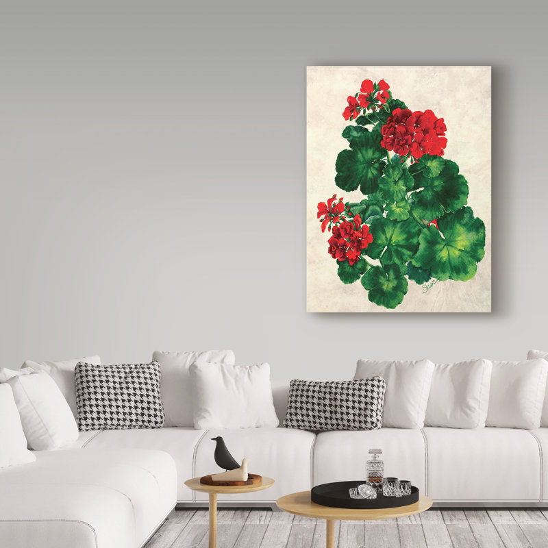 «Red Geranium» par Dartis, art textuel sur toile tendue, H 19 po x l 14 po
