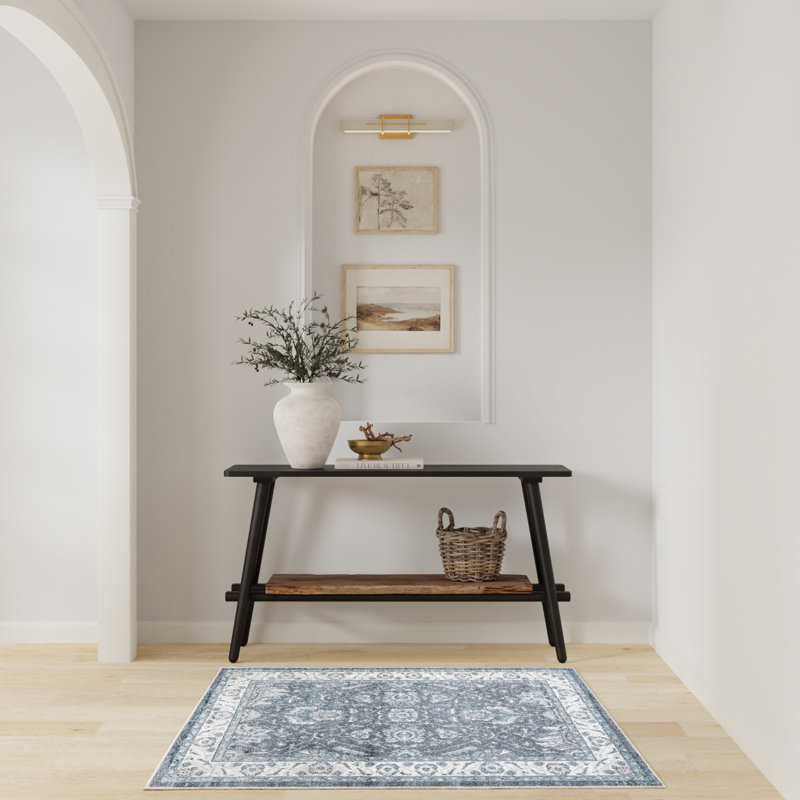  Astra Machine Washable 3'3" x 5' Slate Vintage Indoor Rug, Rectangle 3'3" x 5'