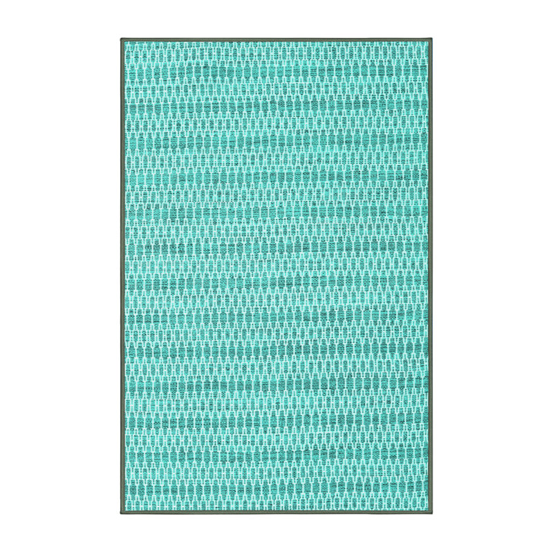 Tapis géométrique rectangulaire en laine et polyester tissé à la machine 8 pi x 10 pi Abdul-Raheem