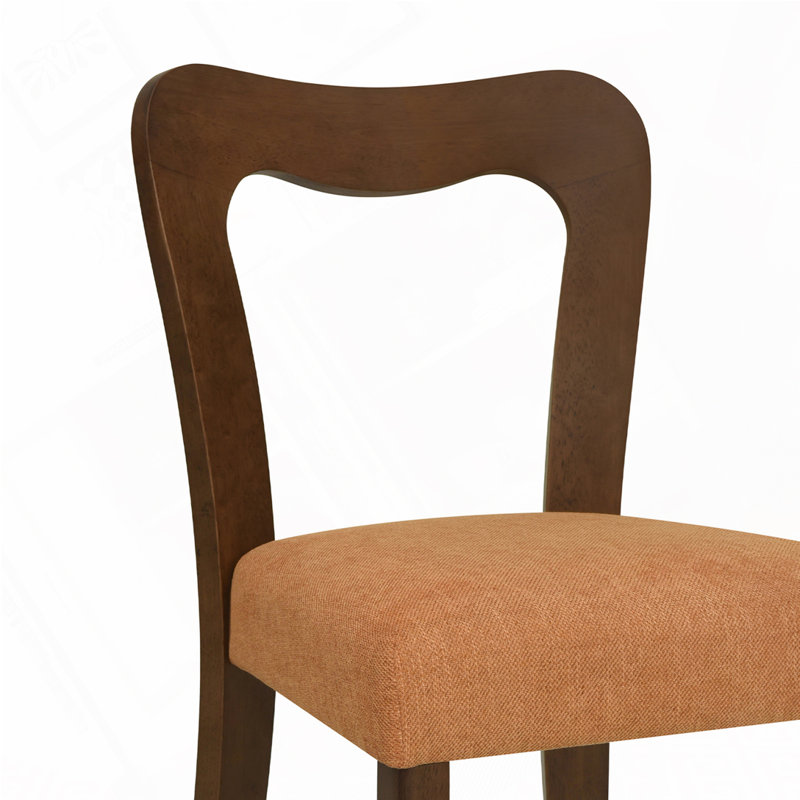 Alaric Mid-Century Modern Rubberwood Dining Chairs, Walnut, Walnut