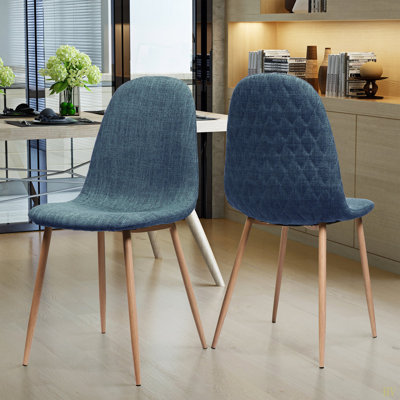 Chaise rembourrée en tissu Mid-Century avec pieds en métal (ensemble de 2)