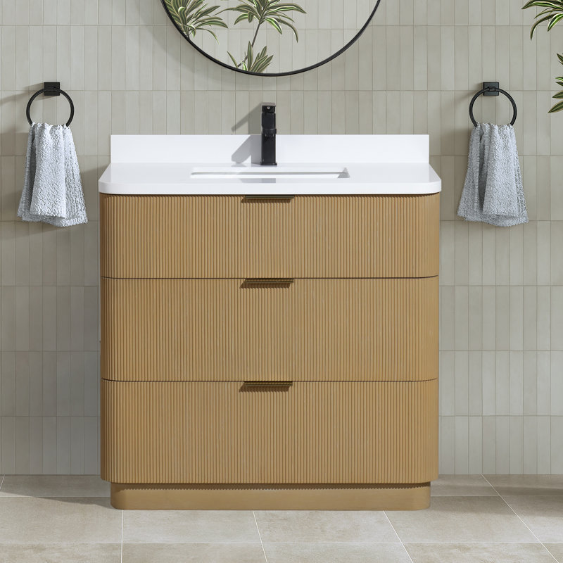 Calamigo 36'' Single Bathroom Vanity With Engineered Quartz Top