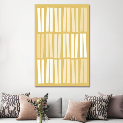 Mid Century Dancing Bars In Mustard by Blursbyai - Wrapped Canvas Gallery-Wrapped Canvas Giclée