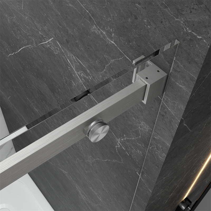 60 W 76 H Frameless Rectangle Reversible Shower Stall, Brushed Nickel