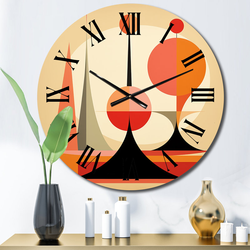 Pleine horloge murale Mid-Century, Grand