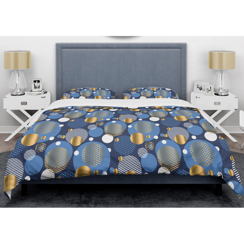 Ensemble de housse de couette style mid-century à motif abstrait géométrique