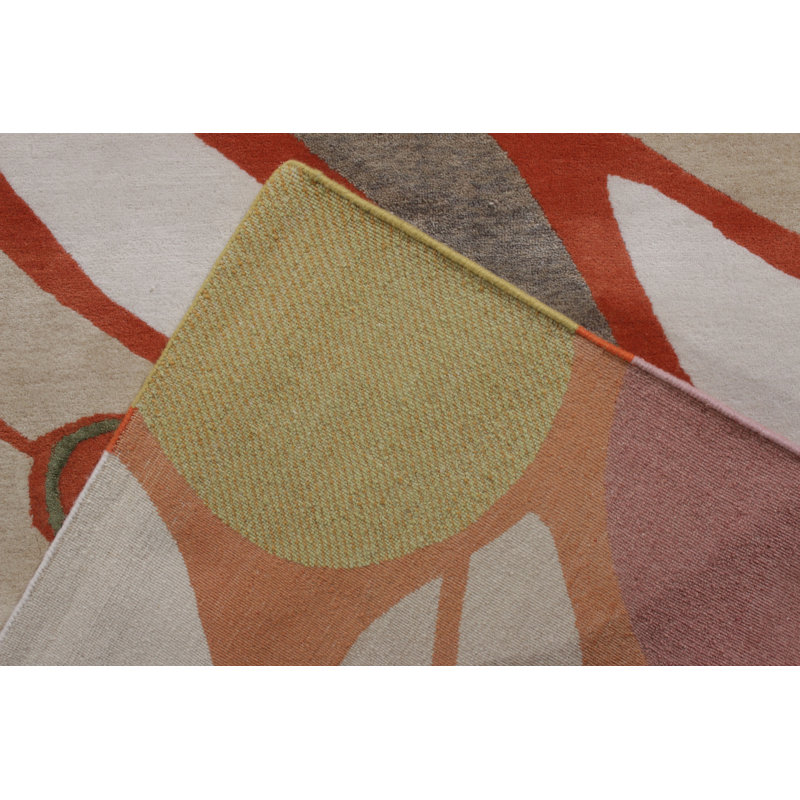 Hand Knotted Wool Geometric Area Rug, Rectangle 10' x 14'