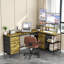 Bureau 114 po en forme de L avec Power Hub, bureau de jeu industriel - 6 tiroirs, support pour écran amovible, bureau à domicile
