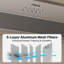 Hotte sous un meuble convertible de 30 po, hotte de cuisine en acier inoxydable avec ventilateur d'extraction à 3 vitesses, lumières DEL, filtres en maille allant au lave-vaisselle et installation sans conduit / sans conduit-126427232