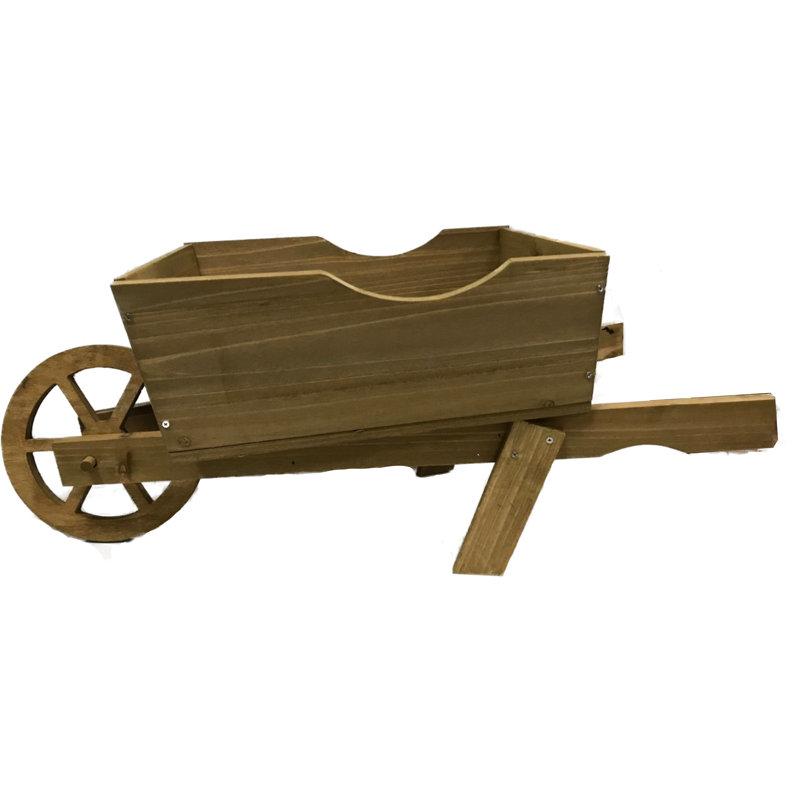 Pickens Wood Wheelbarrow Planter, Natural Wood