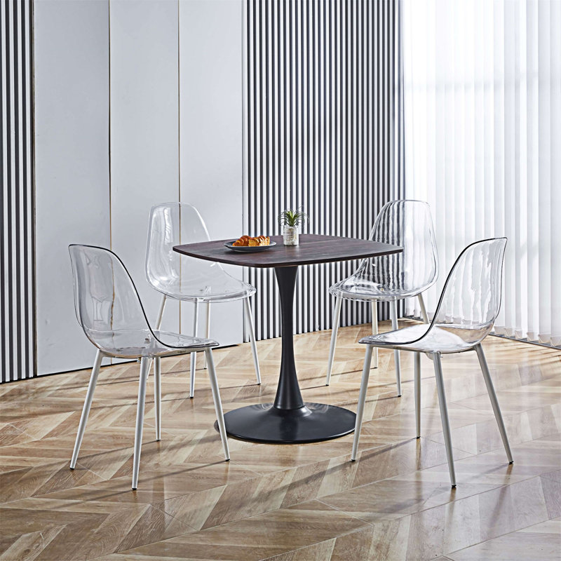 Chaise de salle à manger, ensemble de 4, pieds en métal, siège en plastique