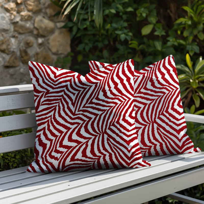 Coussin intérieur / extérieur à imprimé zébré Lola, 20x20, Red