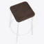 Tabouret de bar carré en métal blanc rétro et bambou grain de bois pressé espresso - ensemble de 2