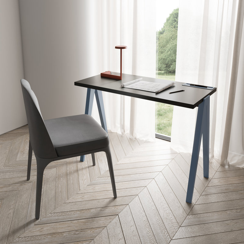 Gundrath Solid Wood Base Writing Desk, Blue, Jet Black