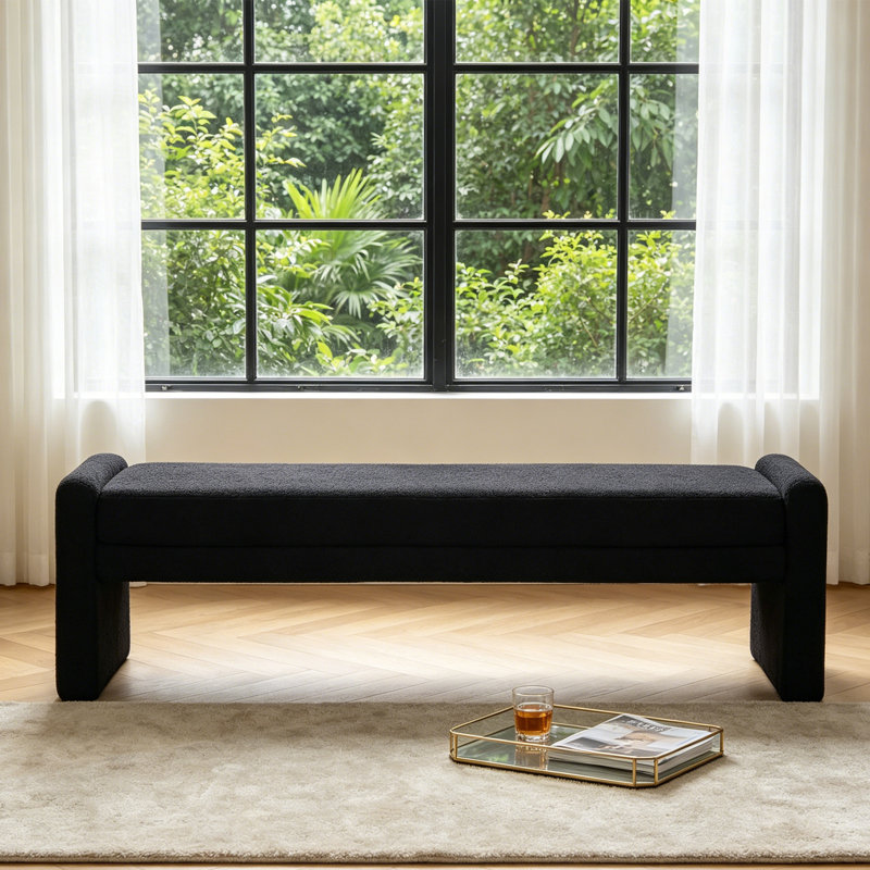 Banc de chambre en tissu 66,9 po, Noir