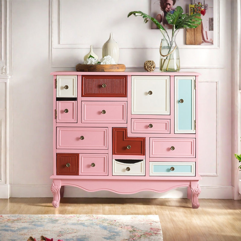 American style simple drawer accent cabinet, Pink