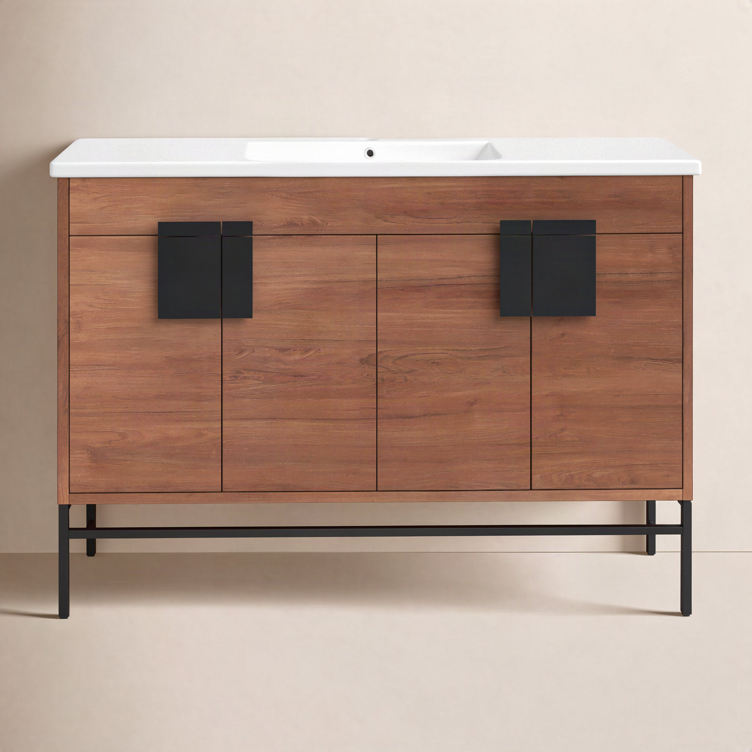 Maisie 48 " Single Bathroom Vanity, Walnut, Black