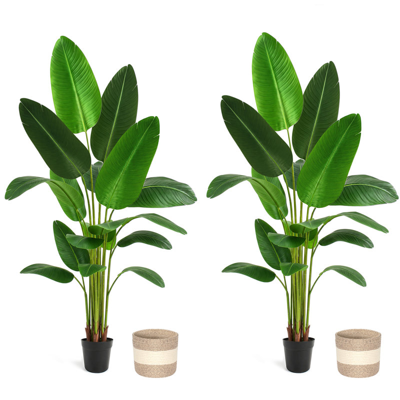 Bird of Paradise, ensemble de 2 fausses feuilles de bananier pour décoration intérieure et extérieure
