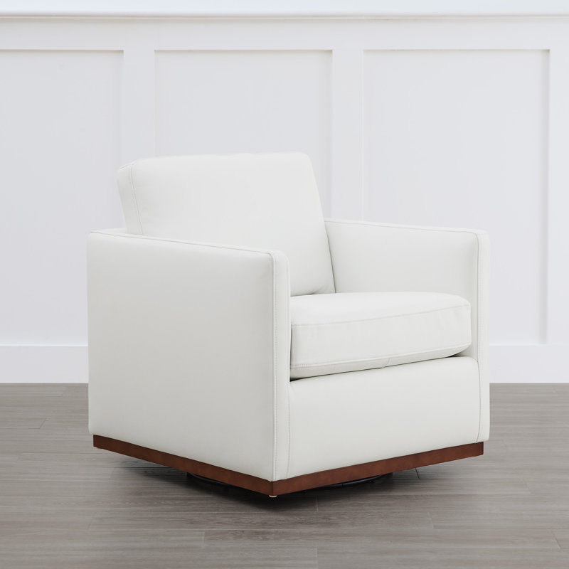 Fauteuil pivotant large Assiatou, Cuir assorti blanc