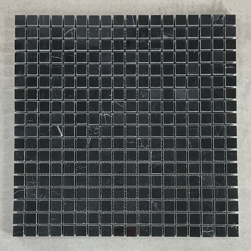 0.625" x 0.625" Natural Stone Grid Mosaic Wall & Floor Tile, Polished Black