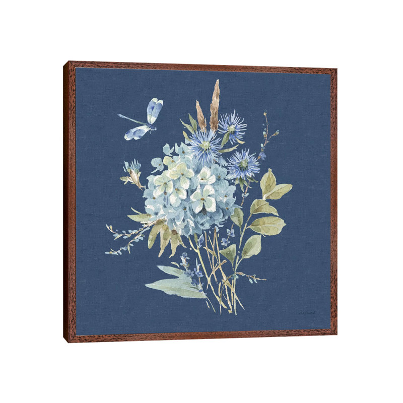 Bohemian Blue IVB 1 Piece Painting on Canvas, 45.72cm H x 45.72cm W x 3.81cm D, Classic Brown Wood Framed