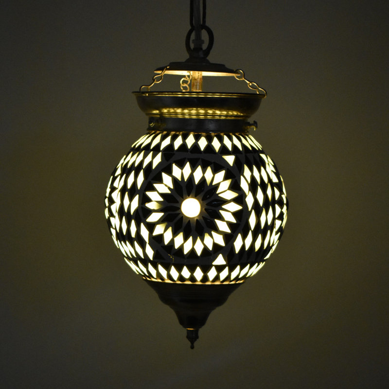 Cerny 1 - Light Chrome Pendant, Black/White