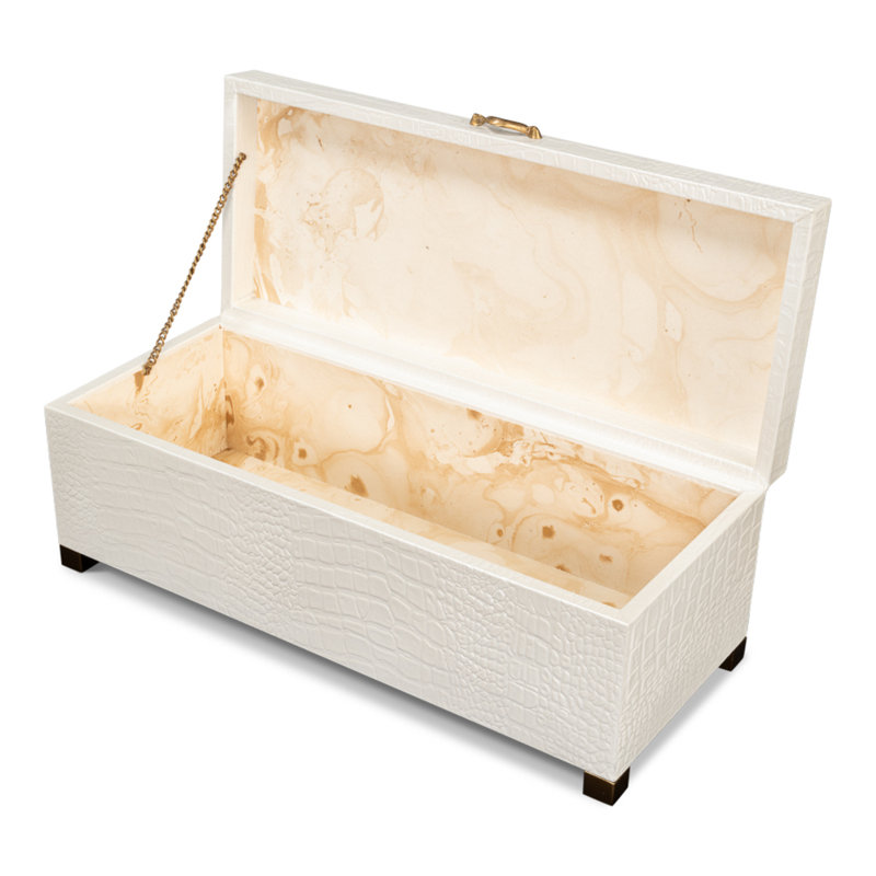 Shagreen Handmade Decorative Trunk, Ivory