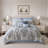 Piece Cal King Bedding Sets, Blue Jacquard Polyester Comforter, Elegant