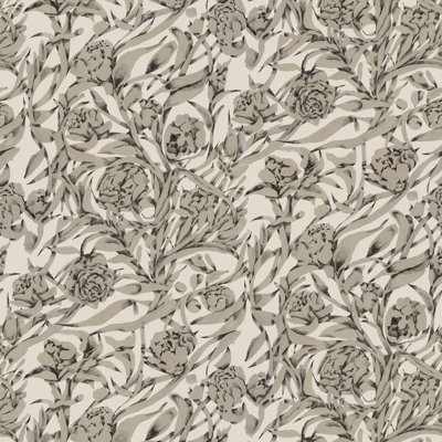 Wandervine - Newsprint Beige Botanical Wallpaper