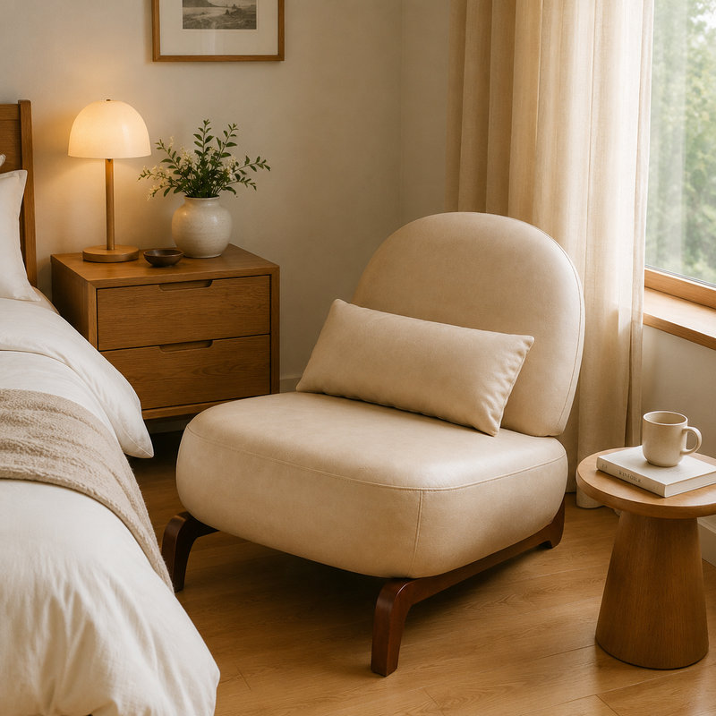 Fauteuil d'appoint en similicuir de 72 cm, Crème