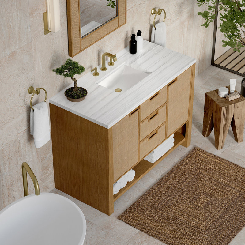 Solene 48'' W Single Vanity, Carrara Marble, 8" Centers