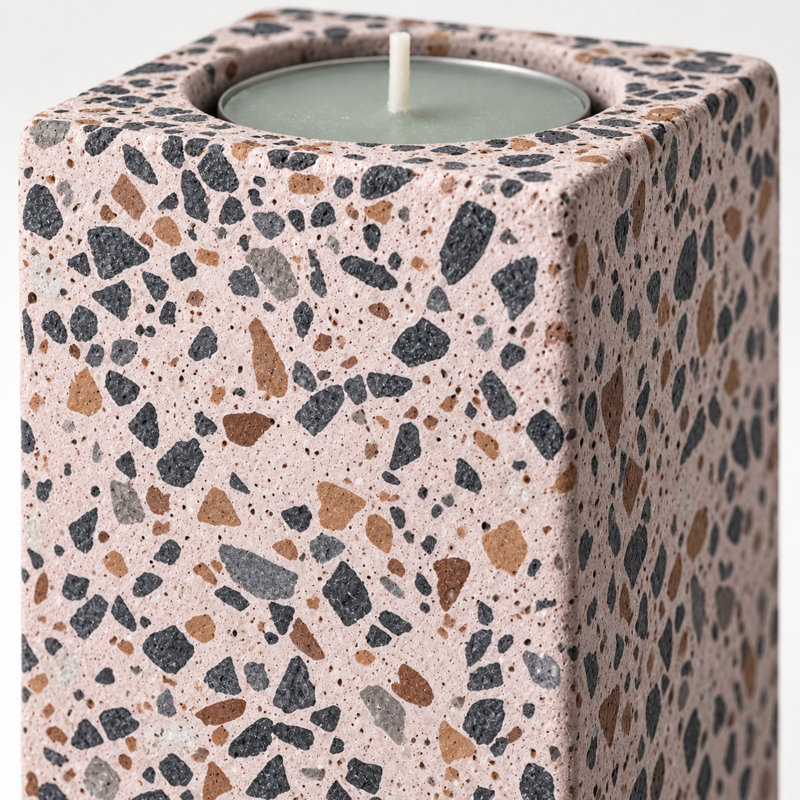 Bougeoirs en ciment éclaboussés, Rose