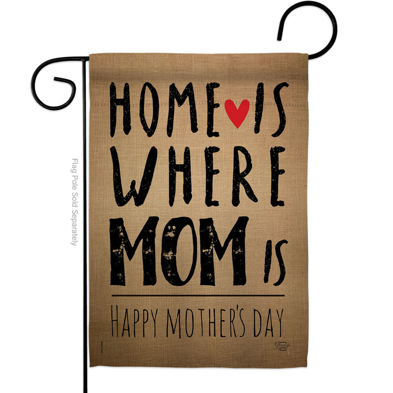 Drapeau de maison «Home Is Where Mom», H 18,5 po x l 13 po