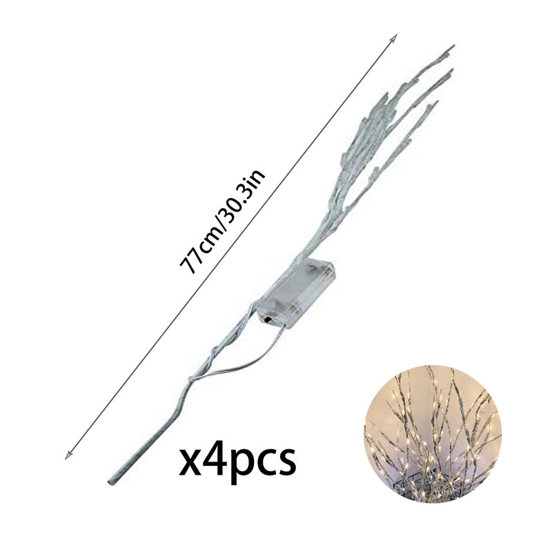 4 Pack Led Branch Light Battery Operated Lighted Branch Vase Filler Willow Tree Artificial Little Twig Power Golden 30 Inch 20 LED for Home Romantic Decoration