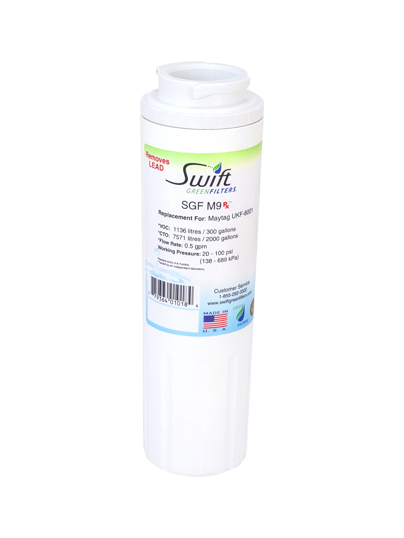 Swift SGFM9 Rx Compatible Pharmaceuticals Refrigerator Water Filter for UKF8001, EFF6007A