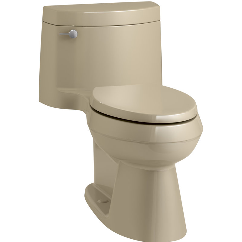 Cimarron 1.28 GPF Water Efficient Elongated One-Piece toilet (Seat Included), Mexican Sand, Left-Hand