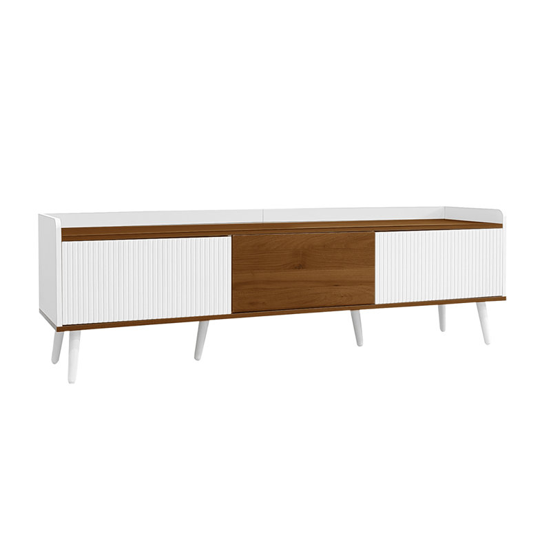 Unfinished TV Stand for TVs up to 60", White/Natural Wood