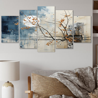 «Japon Art Serene Zen Minimalisme II», reproduction d'art sur toile - 5 panneaux