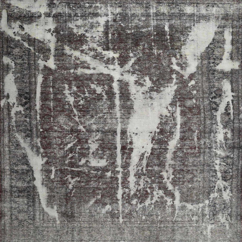 Tapis contemporain gris, Carré 5 pi
