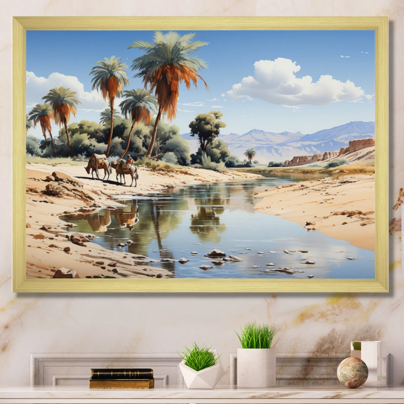 Sahara Sands Depict III - impression, Cadre doré simple, H 16 po x l 32 po x P 1 po