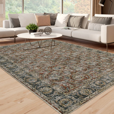Washable Floral Indoor Rug