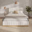Structure de grand lit avec tête de lit tapissier en lin épais et base en bois, beige-770112230