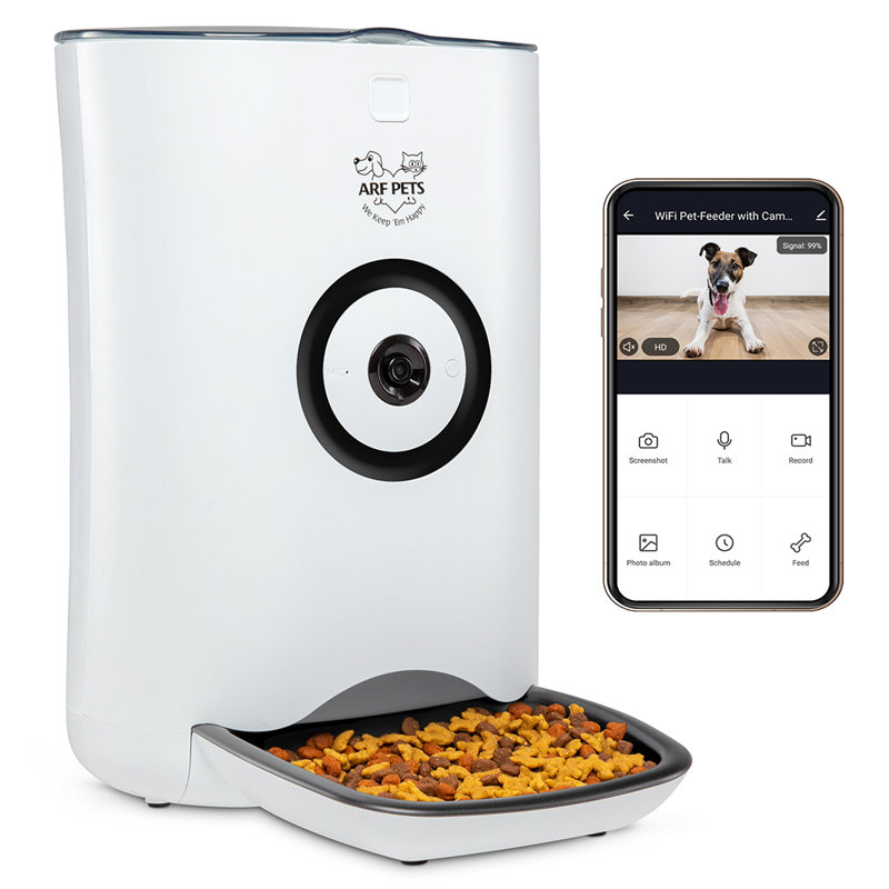 White Wi-Fi Automatic Pet Feeder with Camera