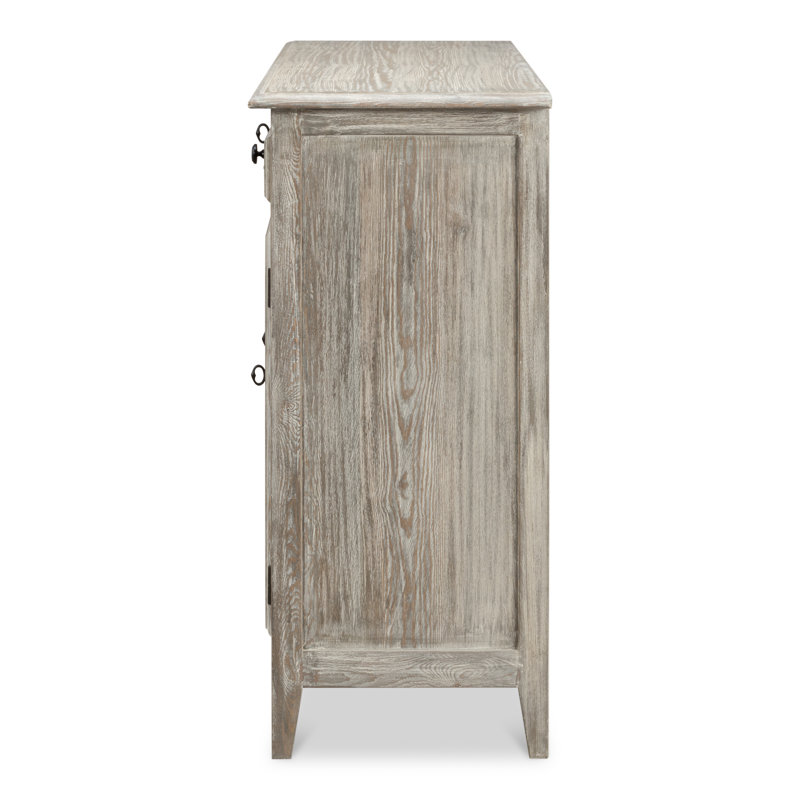 Rustic Gray Pine 54'' Solid Wood Sideboard with Black Hardware