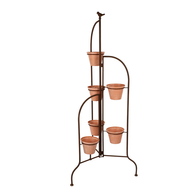 Support pour plante en métal 44,5 po Orange