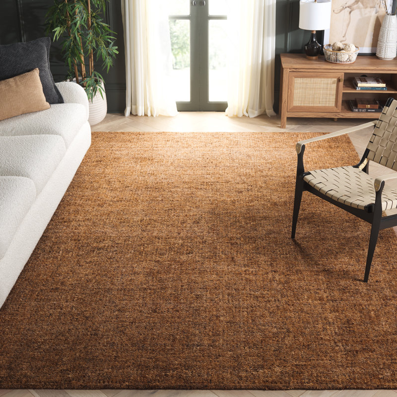 Clairann 101 Hand Tufted Imported Handspun Wool/Cotton No Pattern Indoor Use Only Rug in Gold/Brown, Rectangle 8' x 10'